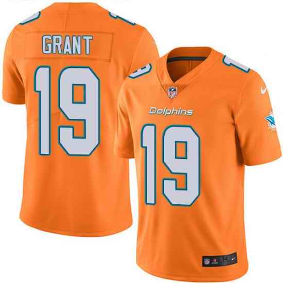 Nike Dolphins #19 Jakeem Grant Orange Men Stitched NFL Limited Rush Jersey